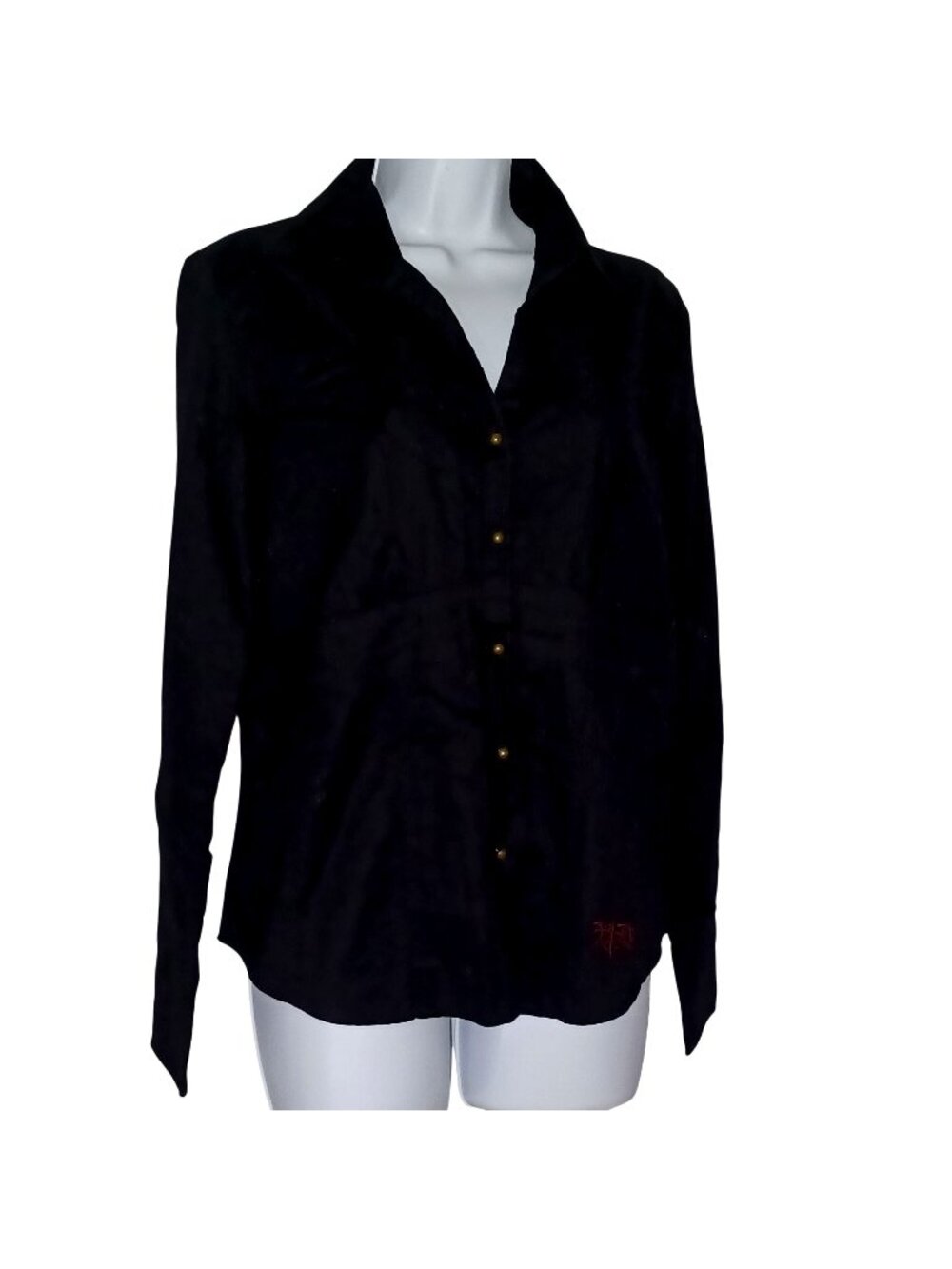 Harley Davidson Shirt Black Western Riding Blouse Embroidered Womens Size S